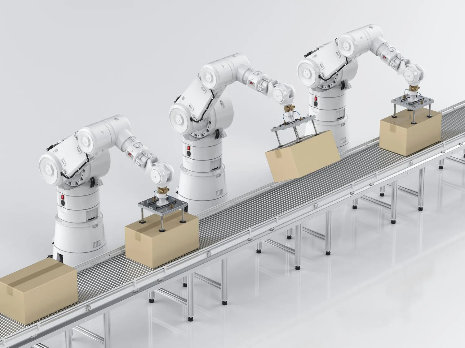 Industrial robotic material handling line