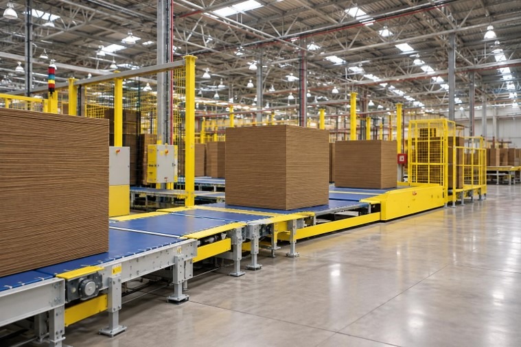 Corrugated paper conveyor facility installation in the United States